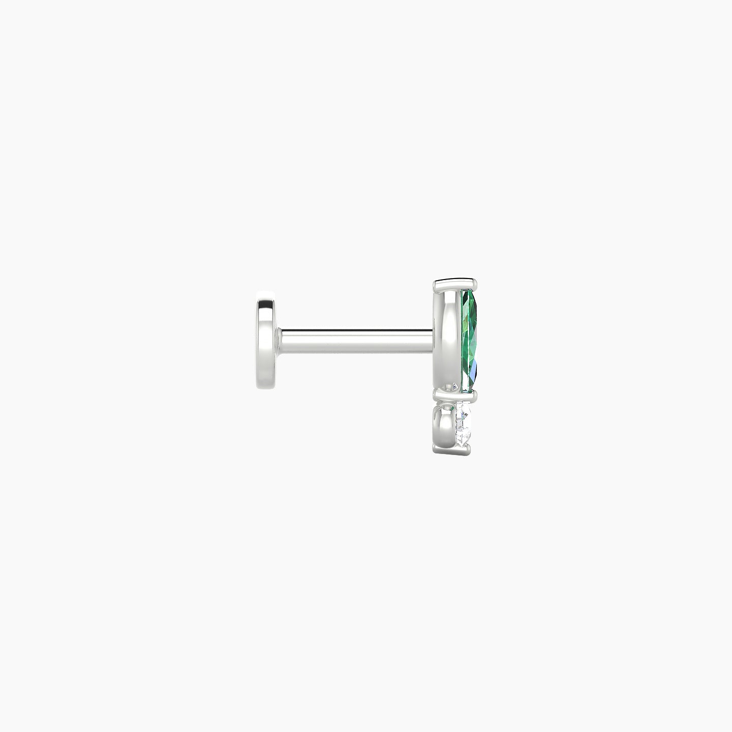 Thea | 18k White Gold 5 mm 7 mm Emerald & Diamond Nostril Piercing