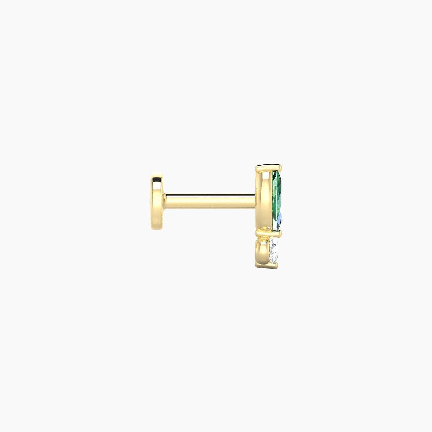 Thea | 18k Yellow Gold 5 mm 7 mm Emerald & Diamond Nostril Piercing