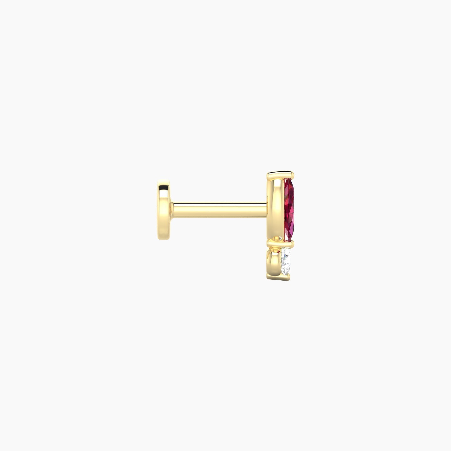 Thea | 18k Yellow Gold 5 mm 7 mm Ruby & Diamond Nostril Piercing