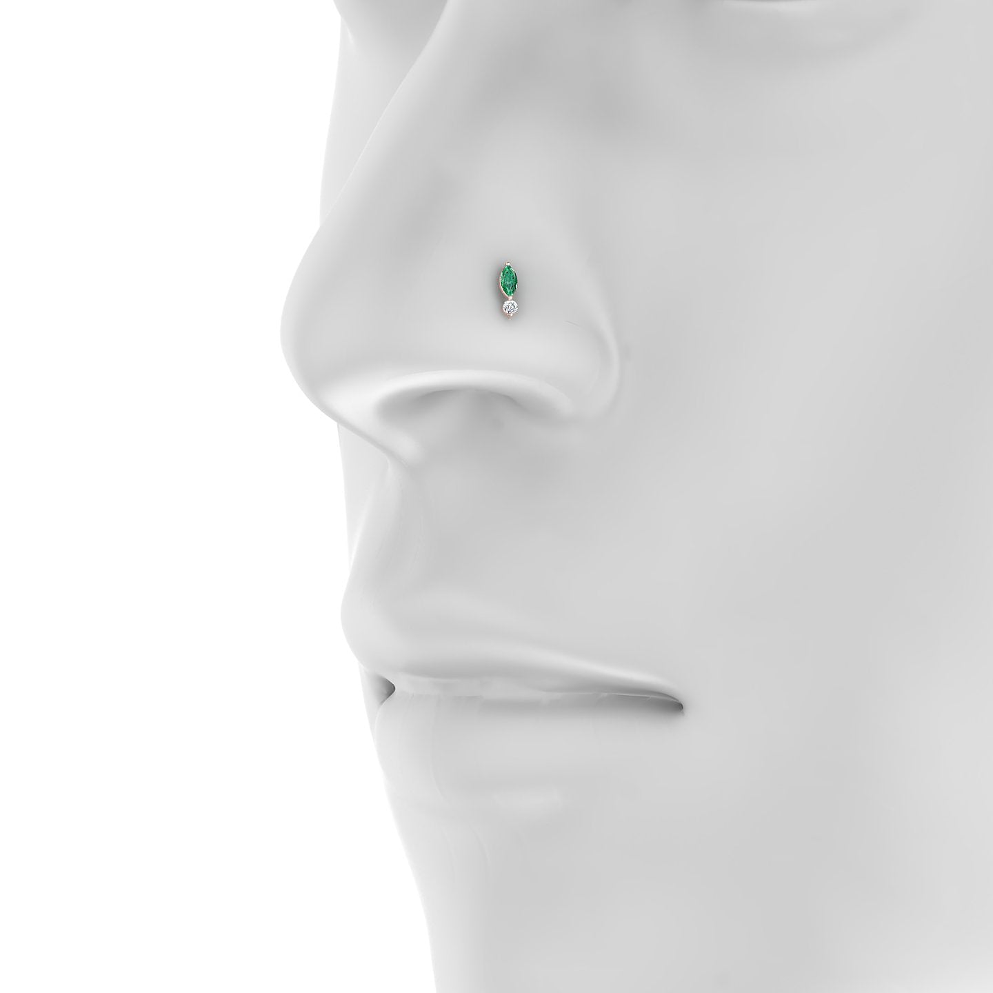 Thea | 18k Rose Gold 5 mm 7 mm Emerald & Diamond Nostril Piercing