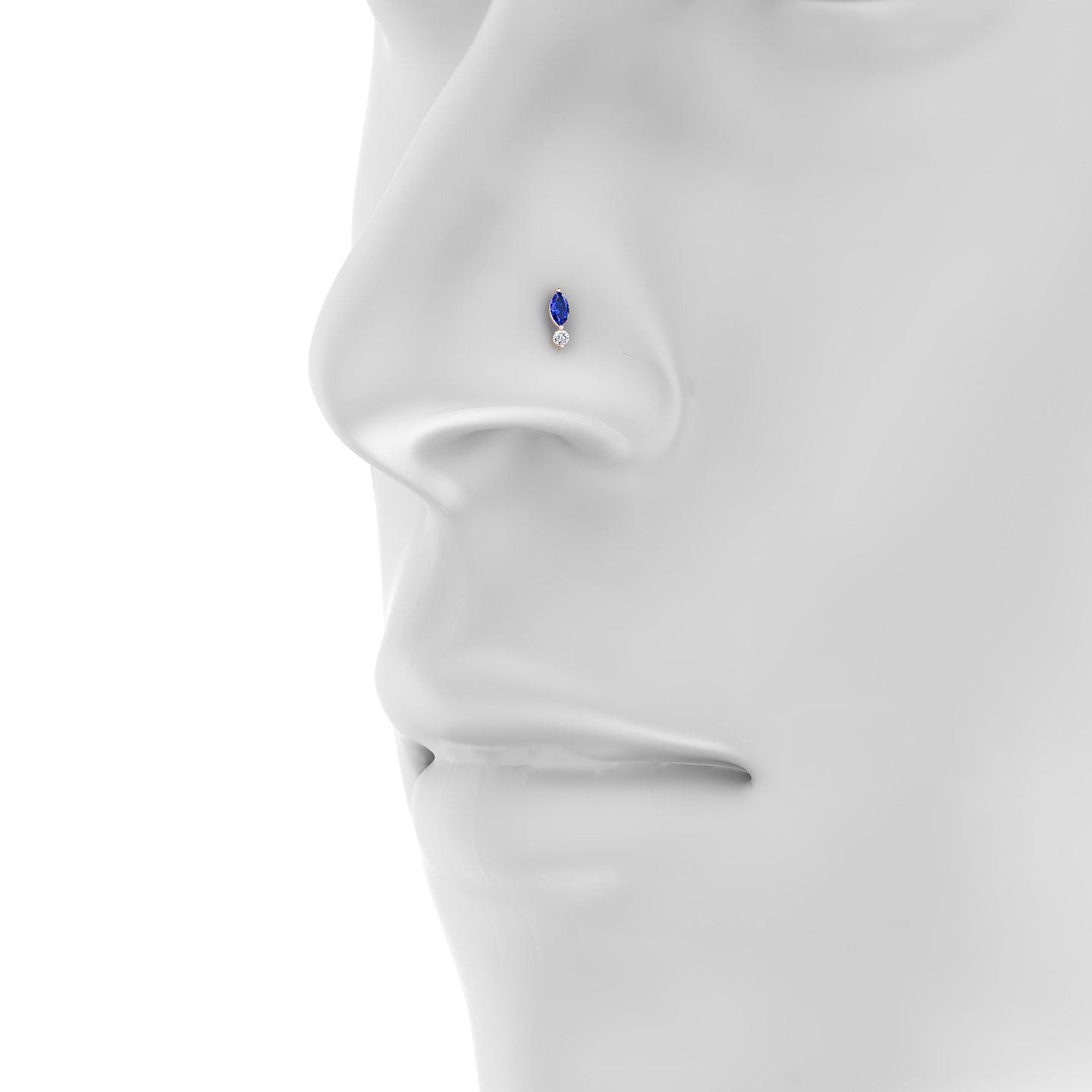 Thea | 18k Rose Gold 5 mm 7 mm Sapphire & Diamond Nostril Piercing