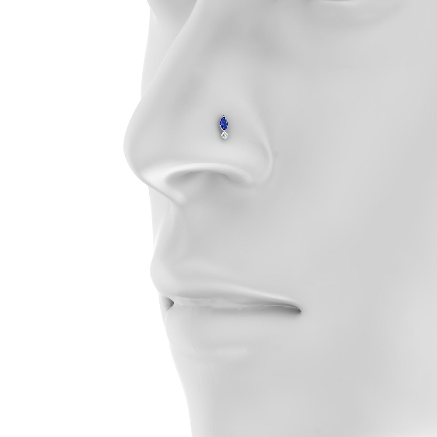 Thea | 18k White Gold 5 mm 7 mm Sapphire & Diamond Nostril Piercing