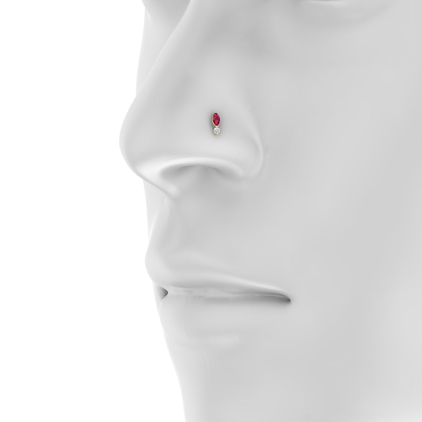 Thea | 18k Yellow Gold 5 mm 7 mm Ruby & Diamond Nostril Piercing