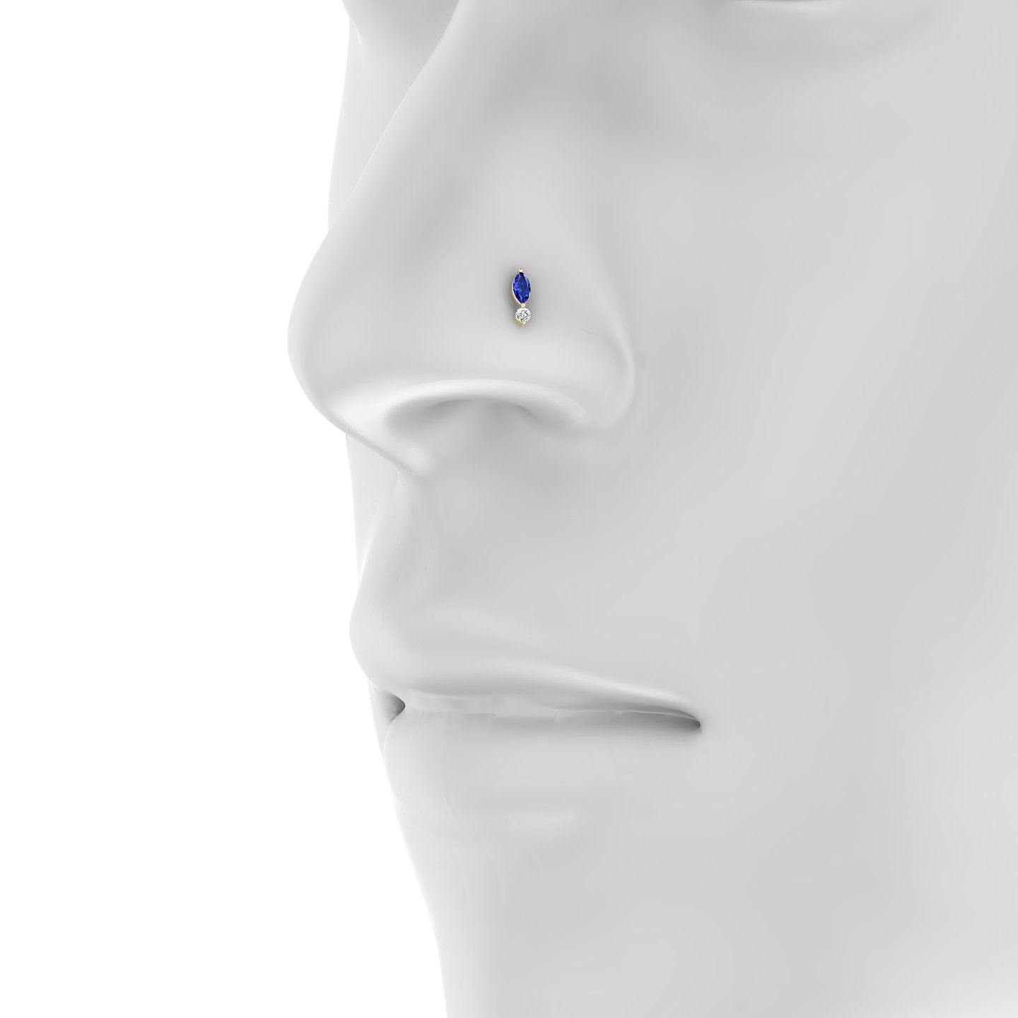 Thea | 18k Yellow Gold 5 mm 7 mm Sapphire & Diamond Nostril Piercing