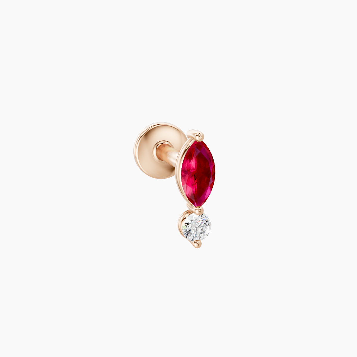 Thea | 18k Rose Gold 5 mm 7 mm Ruby & Diamond Piercing