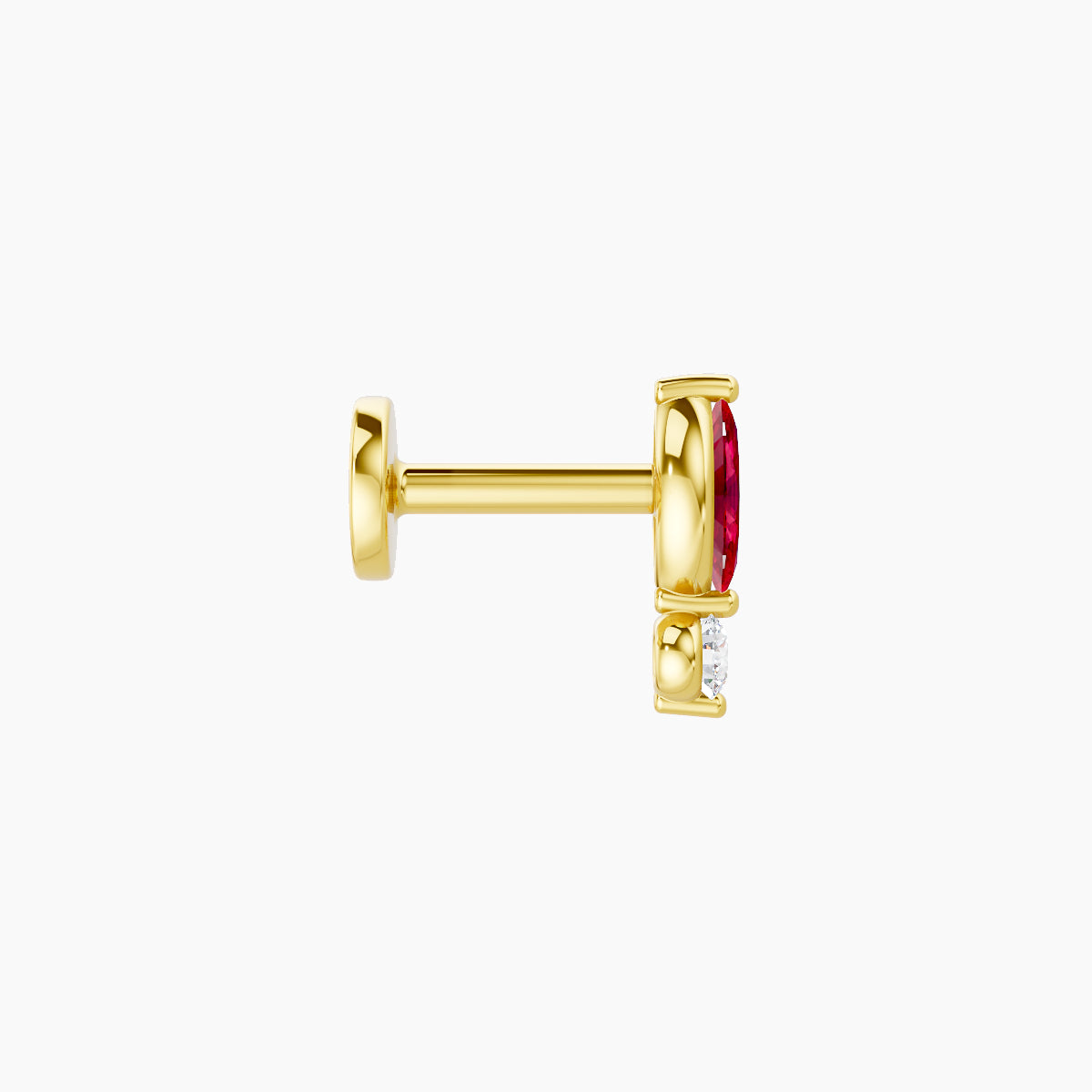 Thea | 18k Yellow Gold 5 mm 7 mm Ruby & Diamond Piercing