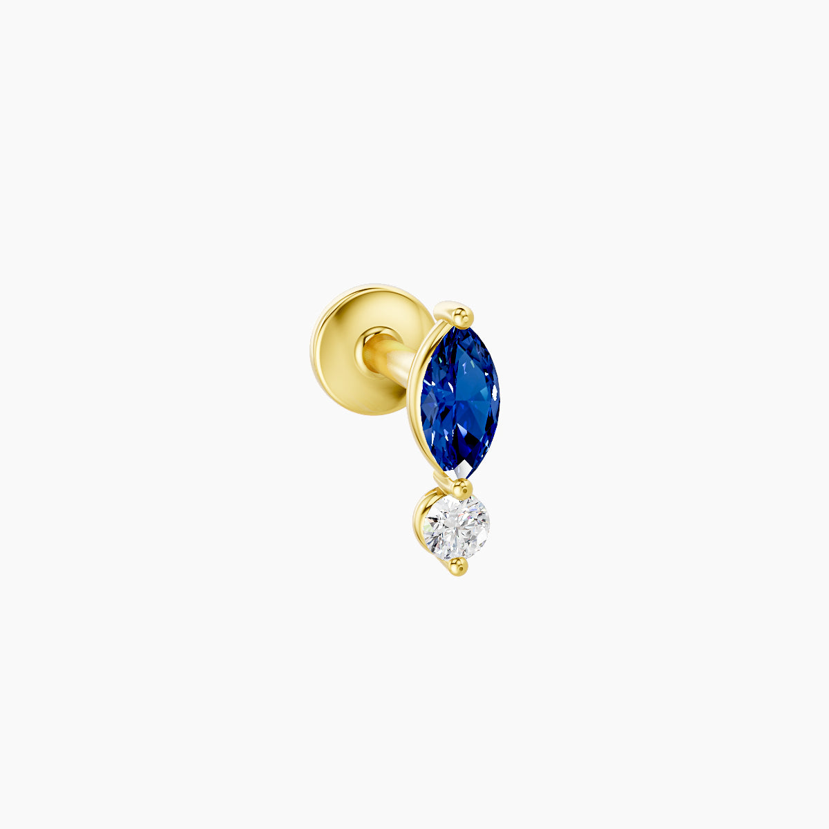Thea | 18k Yellow Gold 5 mm 7 mm Sapphire & Diamond Piercing
