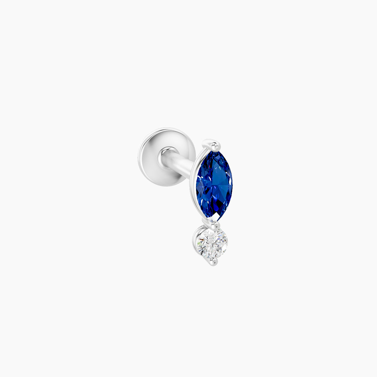 Thea | 18k White Gold 6.5 mm 7 mm Sapphire & Diamond Nose Piercing