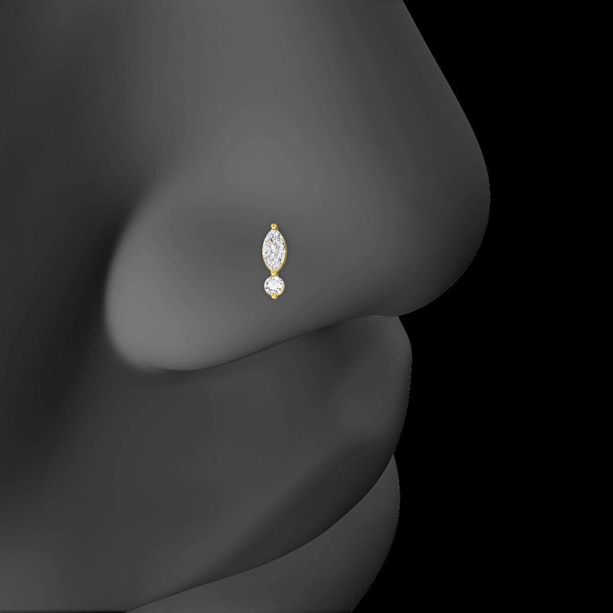 Thea | 18k Yellow Gold 7 mm 6.5 mm Diamond Nose Piercing