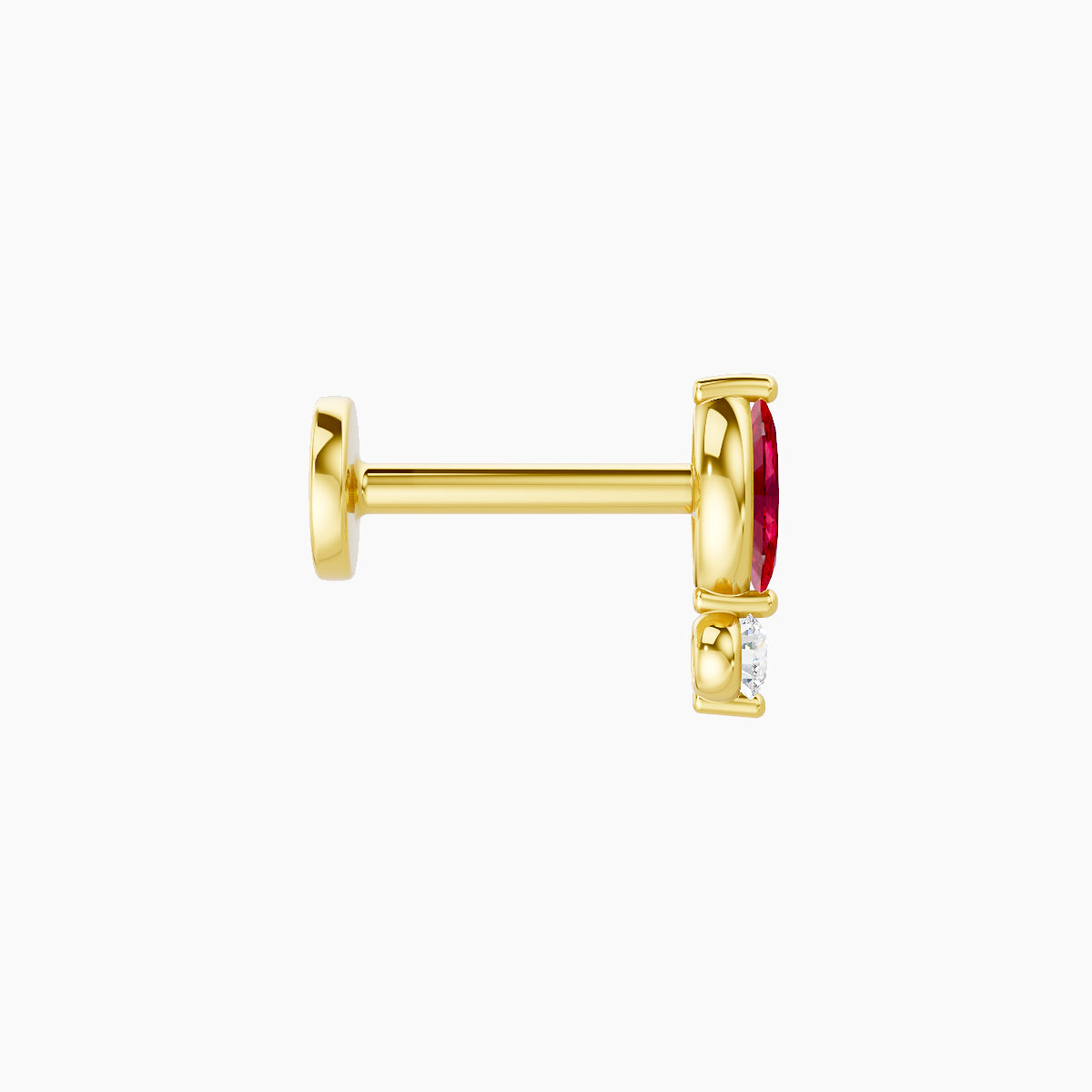 Thea | 18k Yellow Gold 6.5 mm 7 mm Ruby & Diamond Nose Piercing