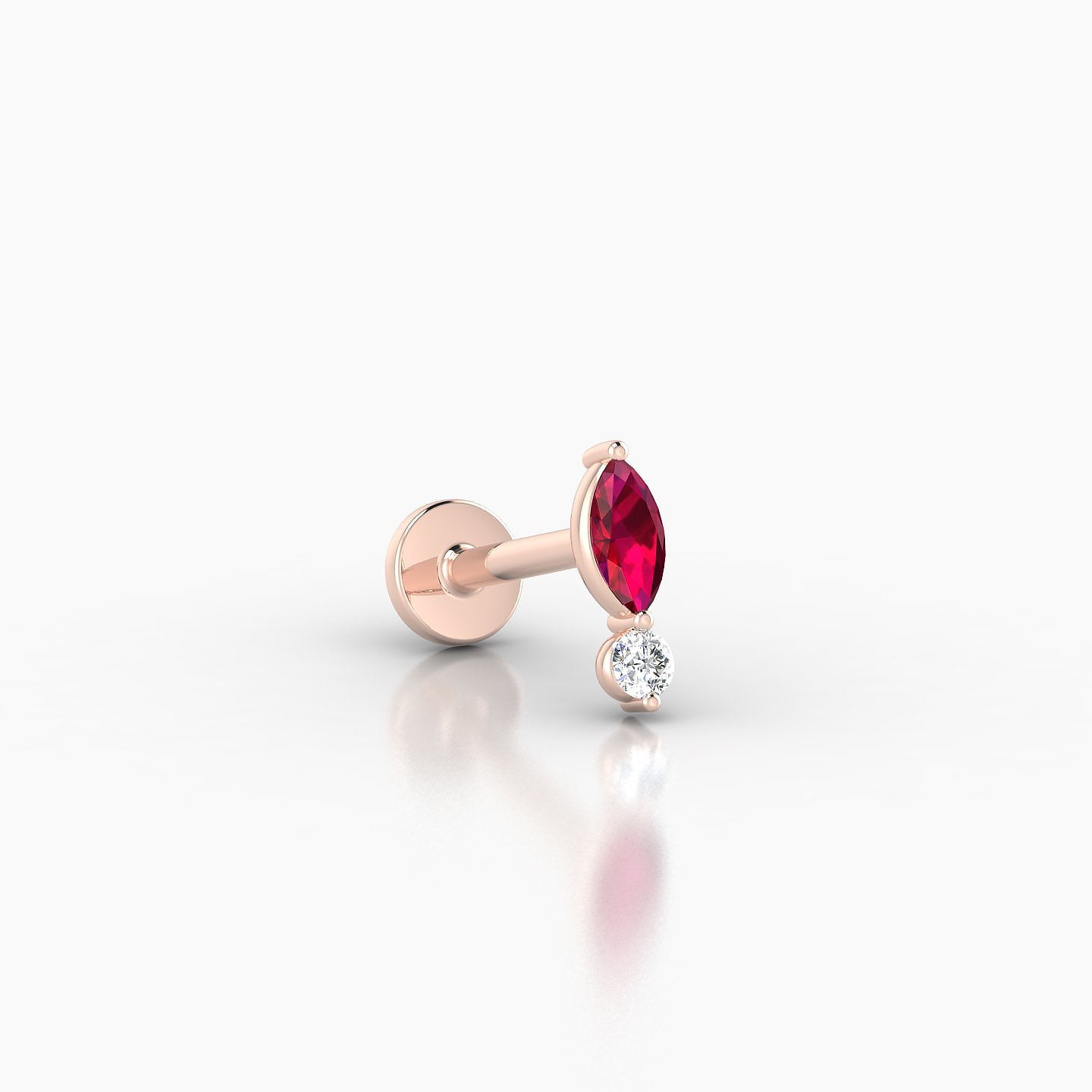 Thea | 18k Rose Gold 6.5 mm 7 mm Ruby & Diamond Nostril Piercing