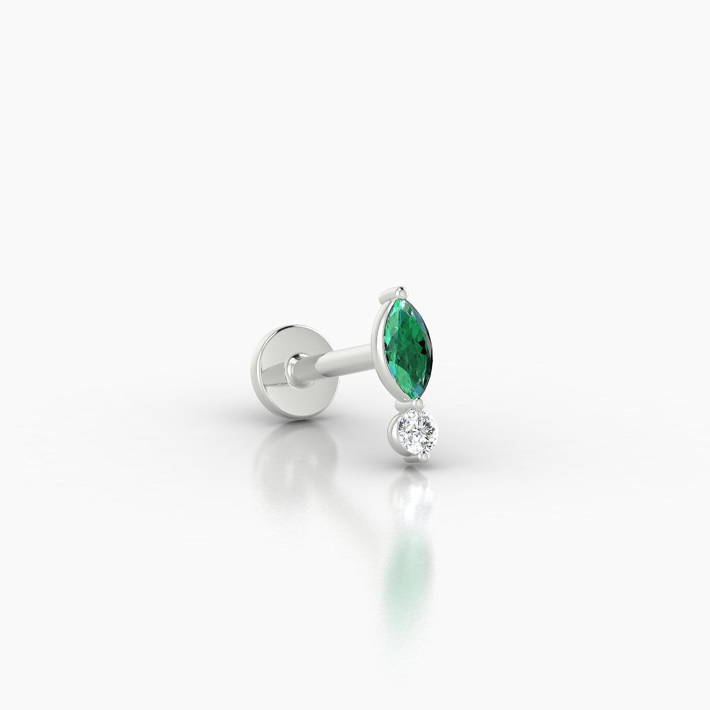 Thea | 18k White Gold 6.5 mm 7 mm Emerald & Diamond Nostril Piercing