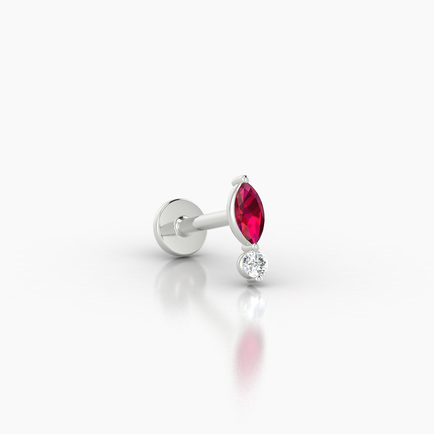 Thea | 18k White Gold 6.5 mm 7 mm Ruby & Diamond Nostril Piercing