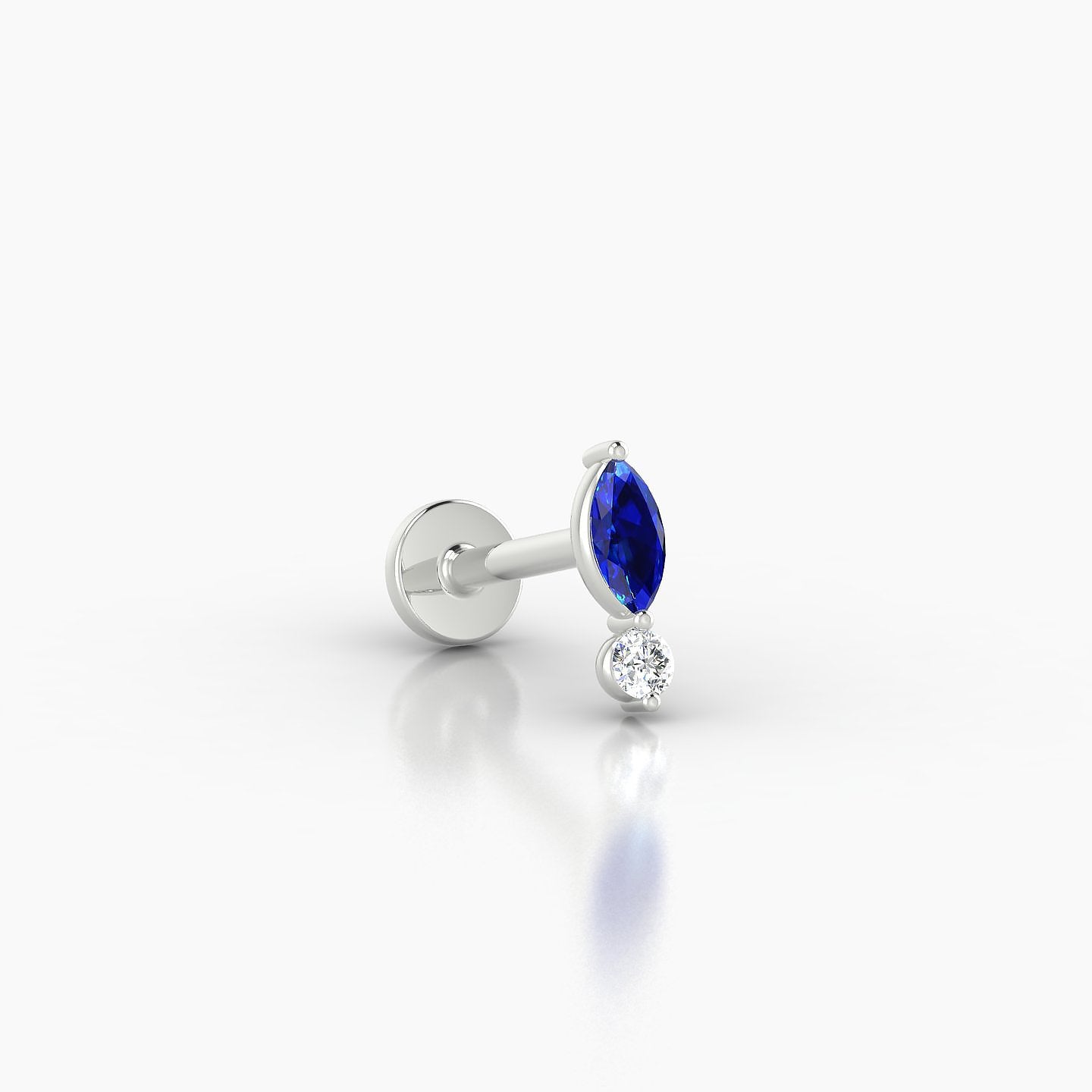 Thea | 18k White Gold 6.5 mm 7 mm Sapphire & Diamond Nostril Piercing