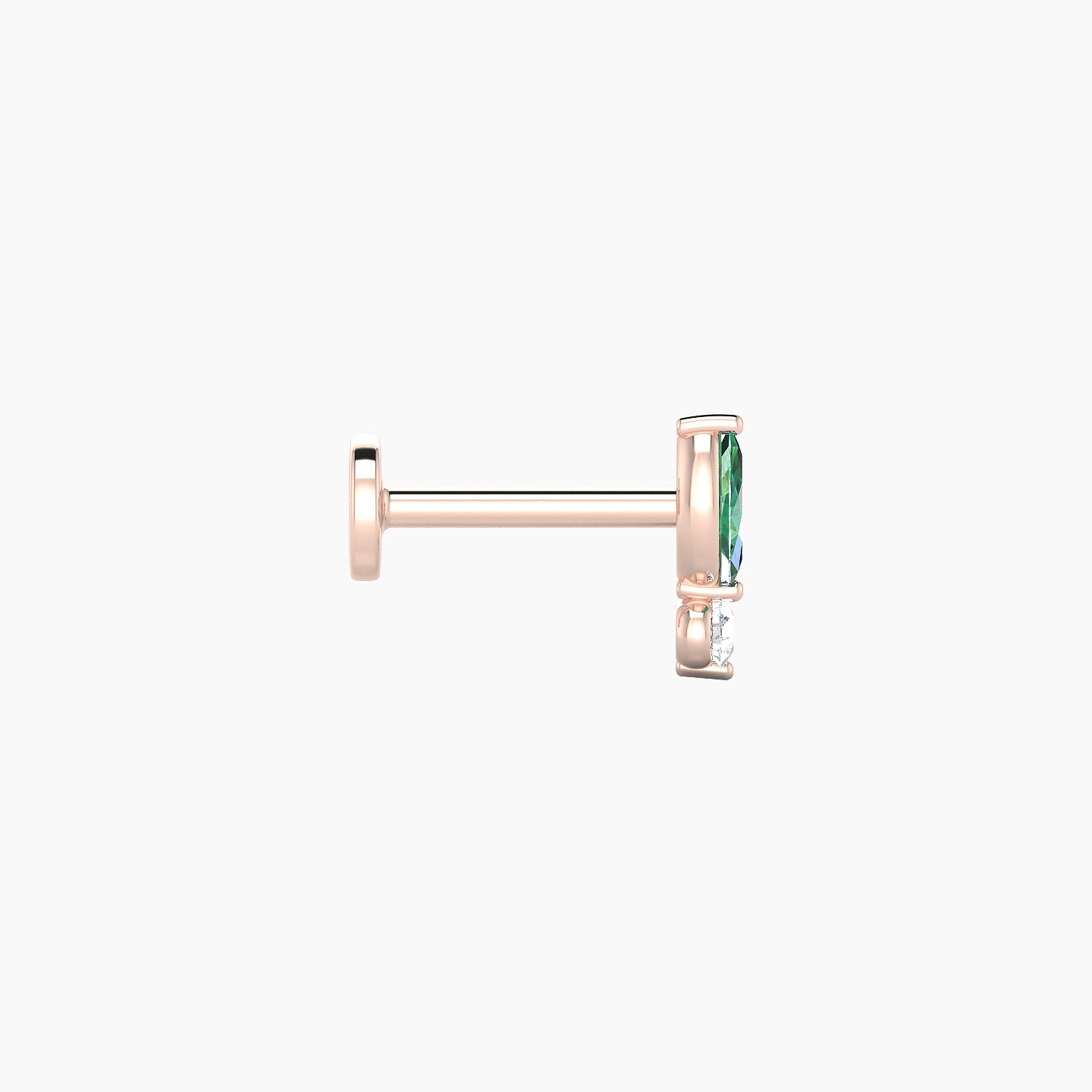 Thea | 18k Rose Gold 6.5 mm 7 mm Emerald & Diamond Nostril Piercing