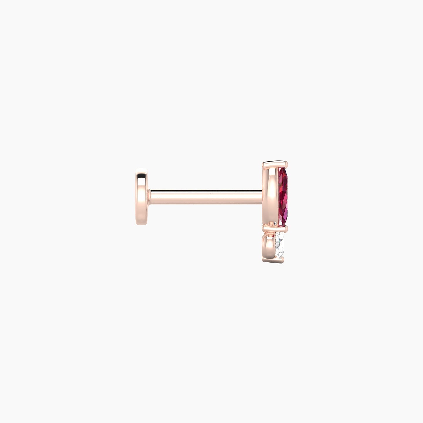 Thea | 18k Rose Gold 6.5 mm 7 mm Ruby & Diamond Nostril Piercing