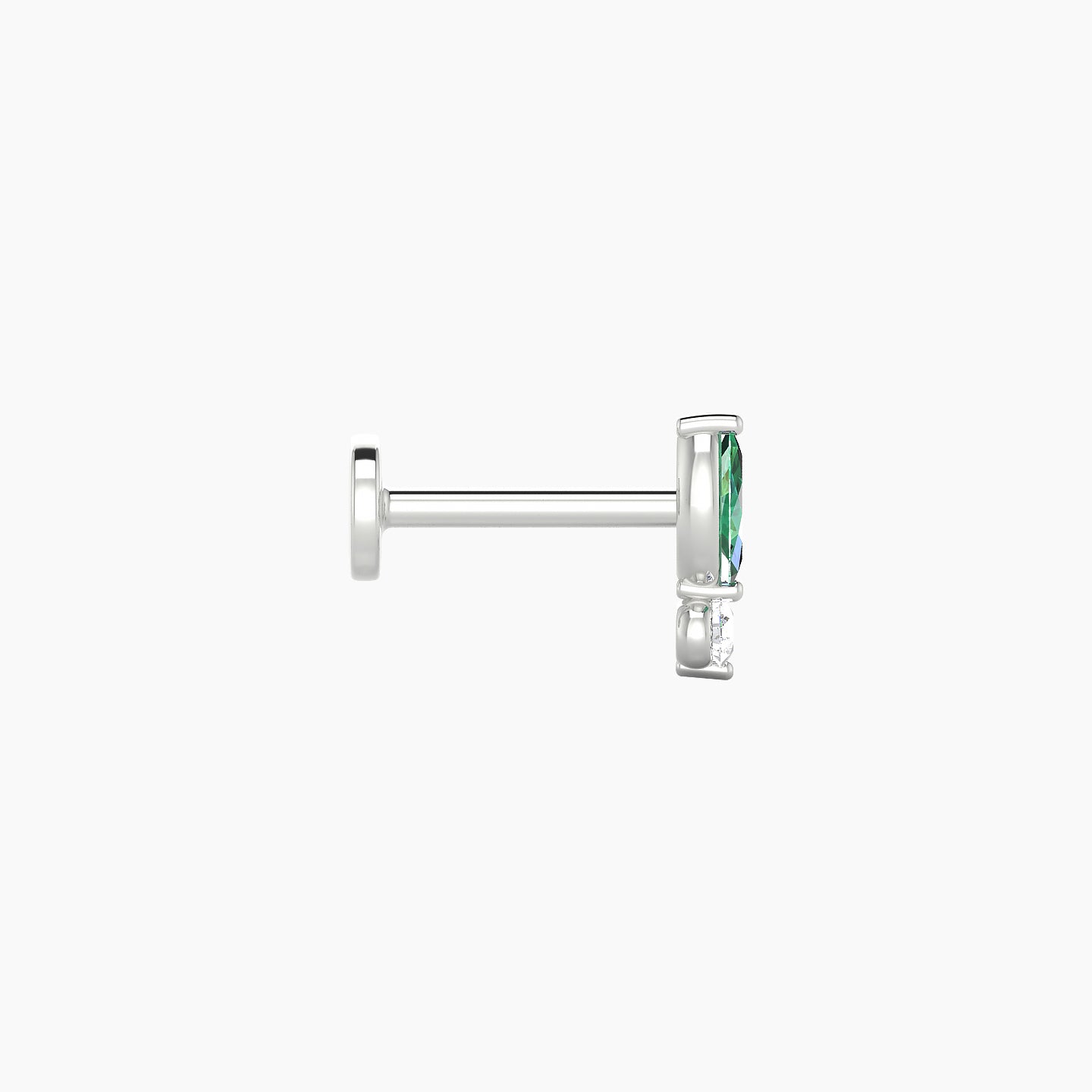 Thea | 18k White Gold 6.5 mm 7 mm Emerald & Diamond Nostril Piercing