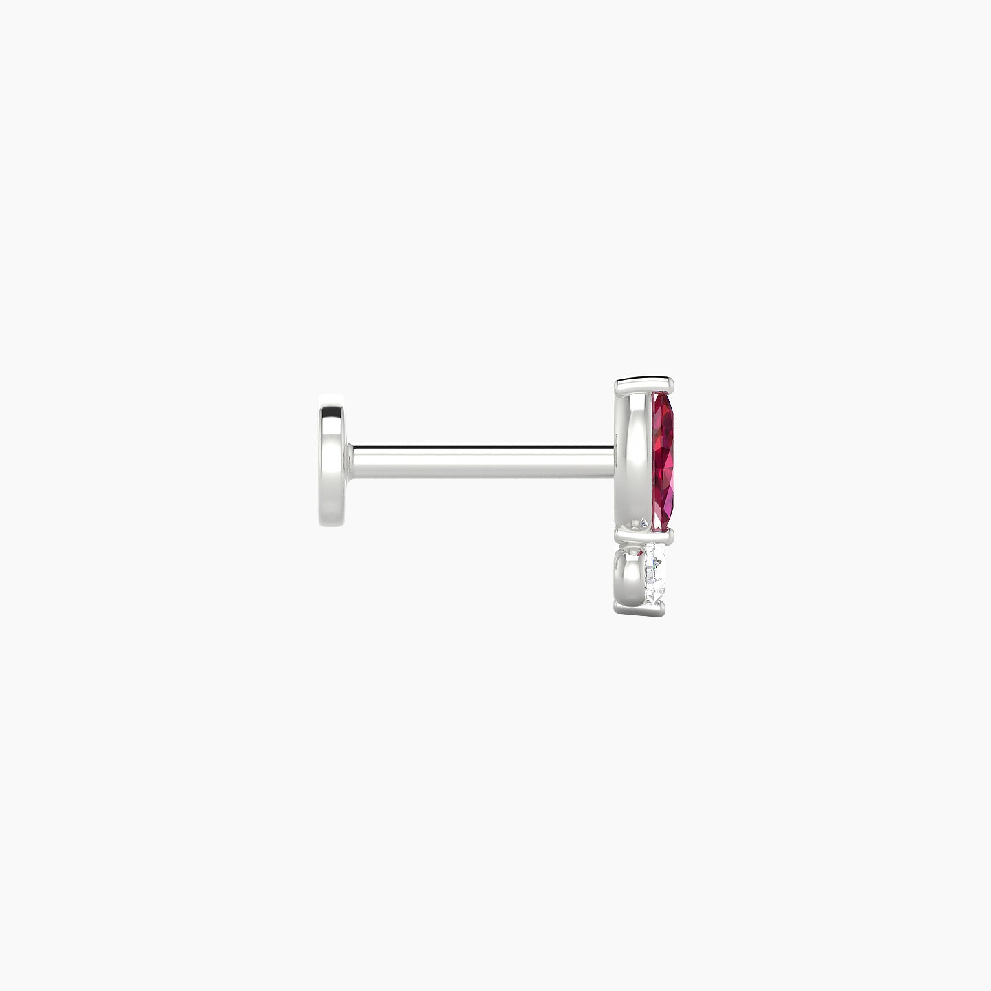 Thea | 18k White Gold 6.5 mm 7 mm Ruby & Diamond Nostril Piercing