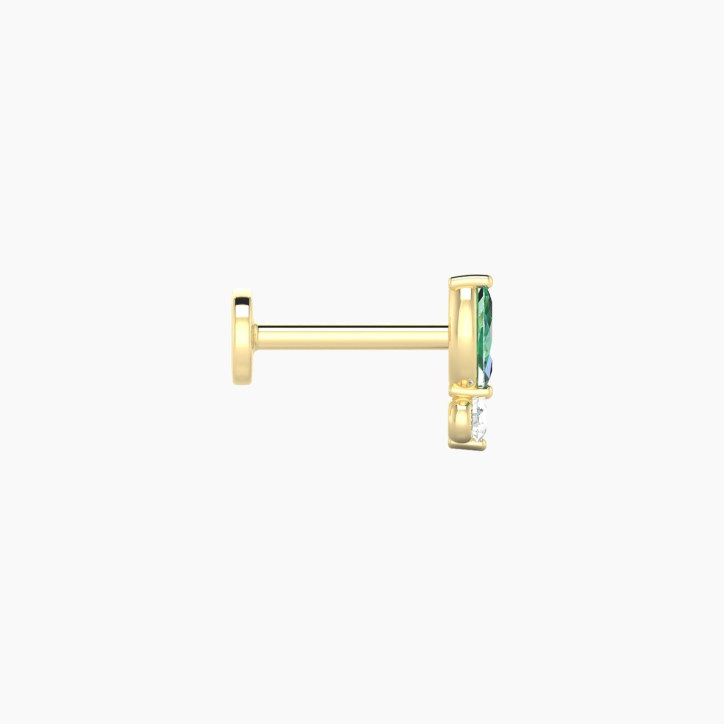 Thea | 18k Yellow Gold 6.5 mm 7 mm Emerald & Diamond Nostril Piercing