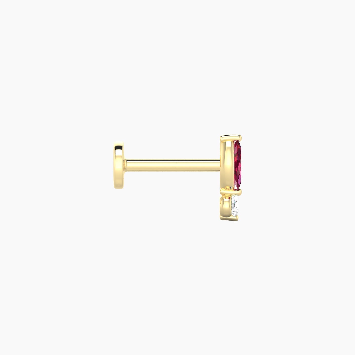 Thea | 18k Yellow Gold 6.5 mm 7 mm Ruby & Diamond Nostril Piercing