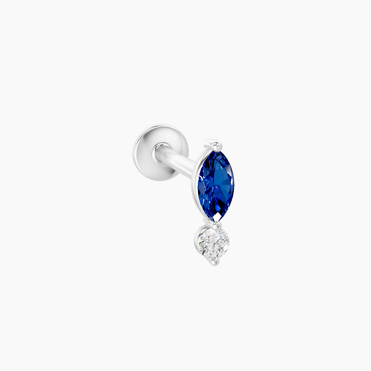 Thea | 18k White Gold 8 mm 7 mm Sapphire & Diamond Nose Piercing