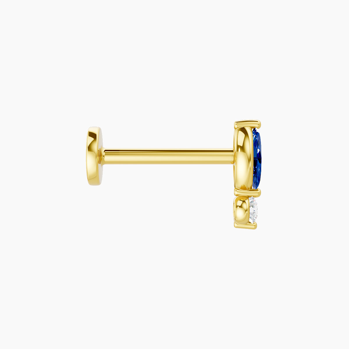 Thea | 18k Yellow Gold 8 mm 7 mm Sapphire & Diamond Nose Piercing