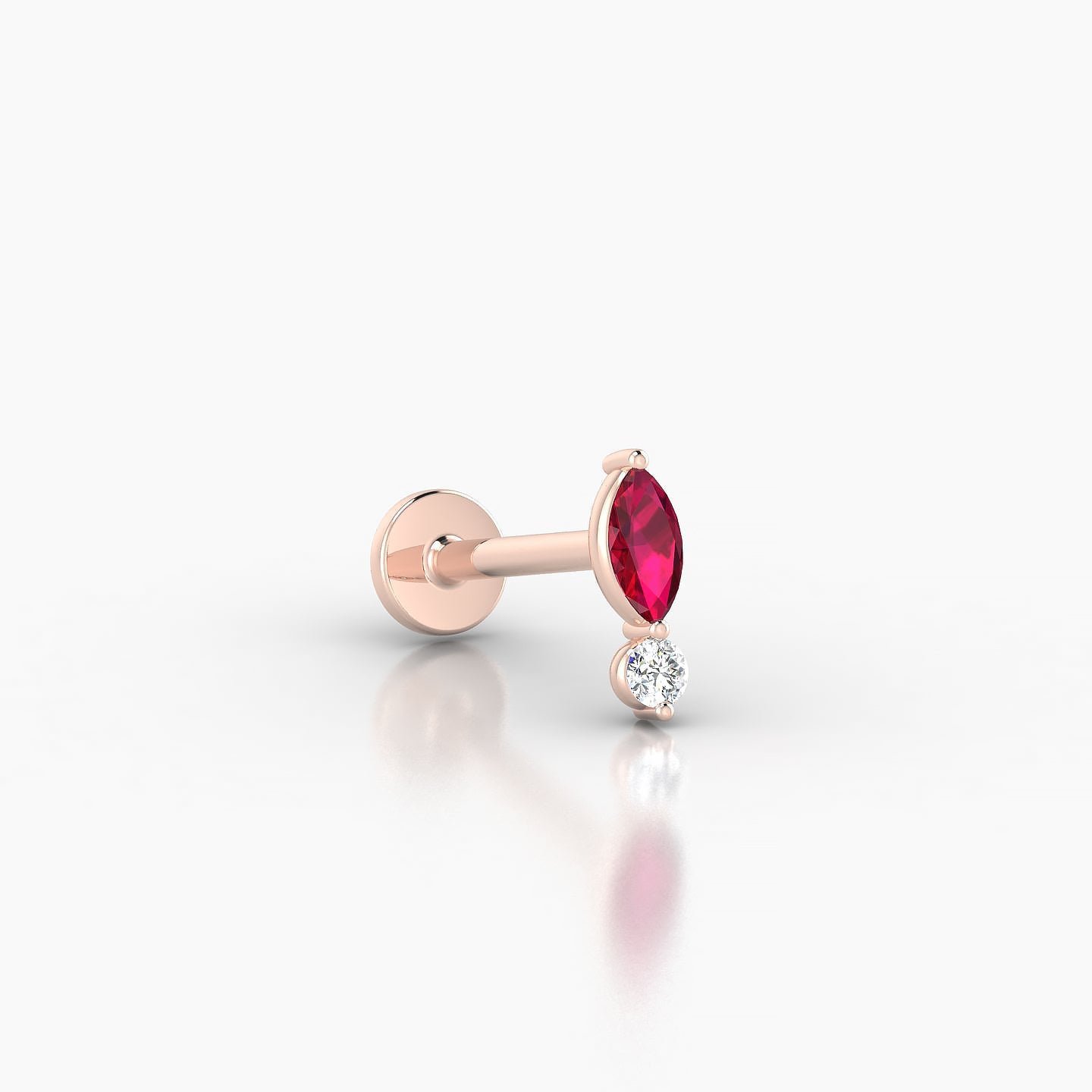 Thea | 18k Rose Gold 8 mm 7 mm Ruby & Diamond Nostril Piercing