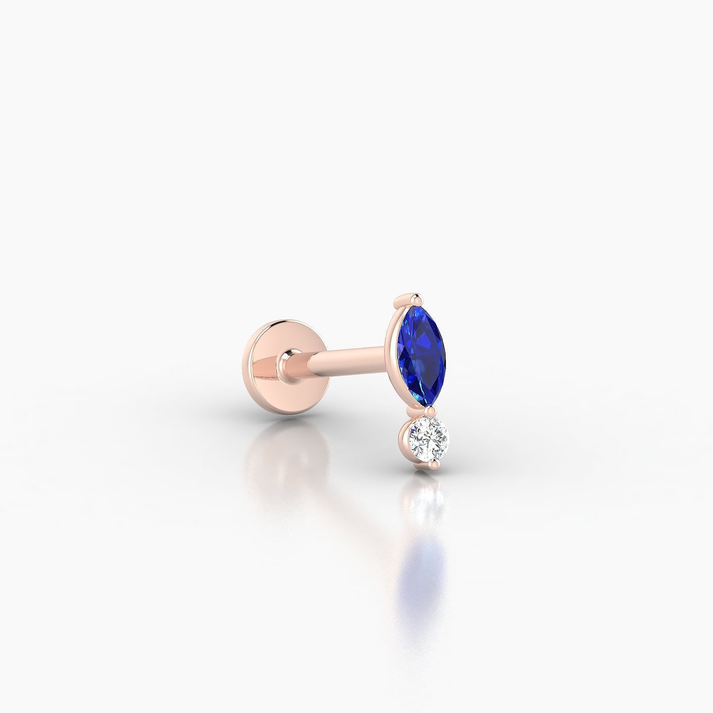 Thea | 18k Rose Gold 8 mm 7 mm Sapphire & Diamond Nostril Piercing