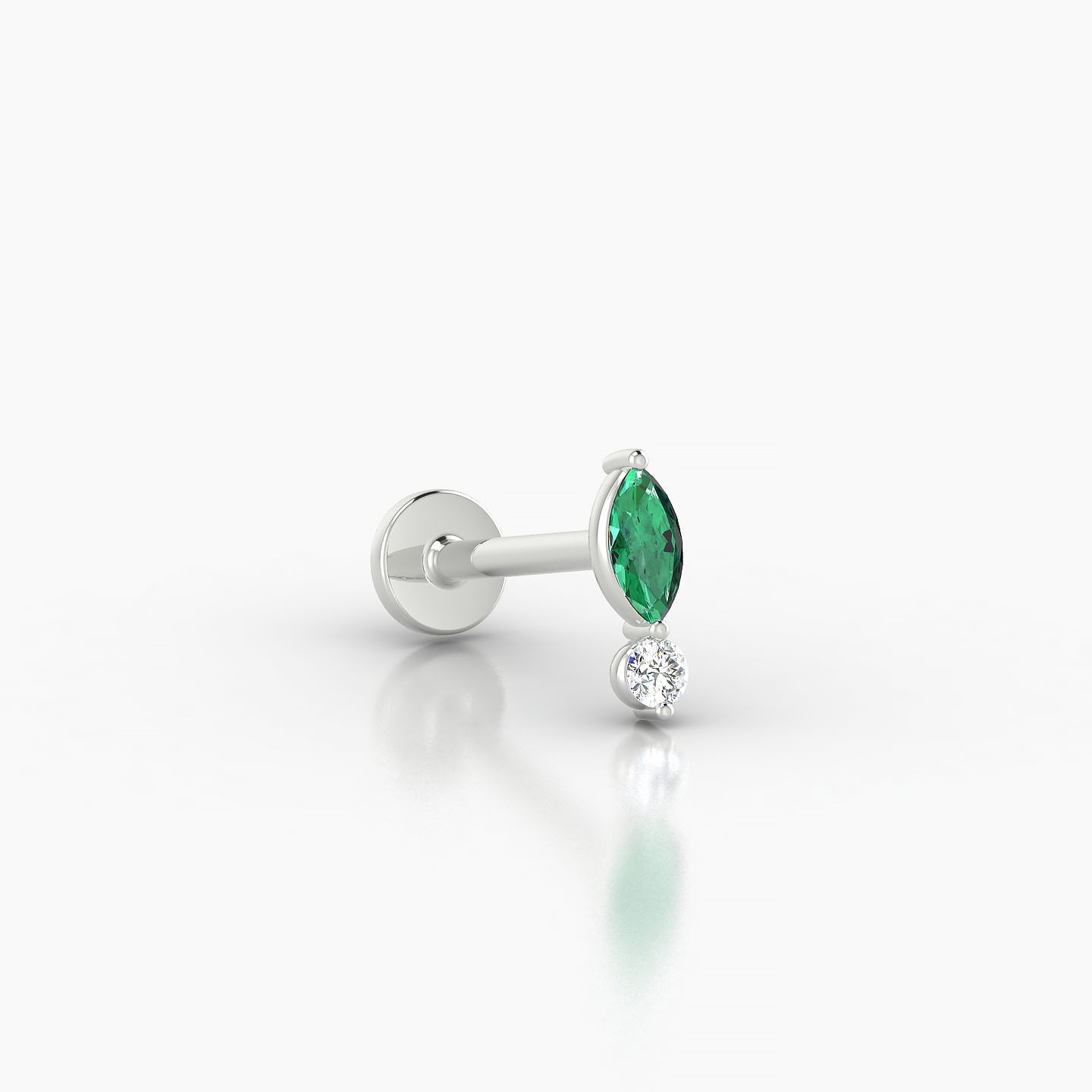 Thea | 18k White Gold 8 mm 7 mm Emerald & Diamond Nostril Piercing