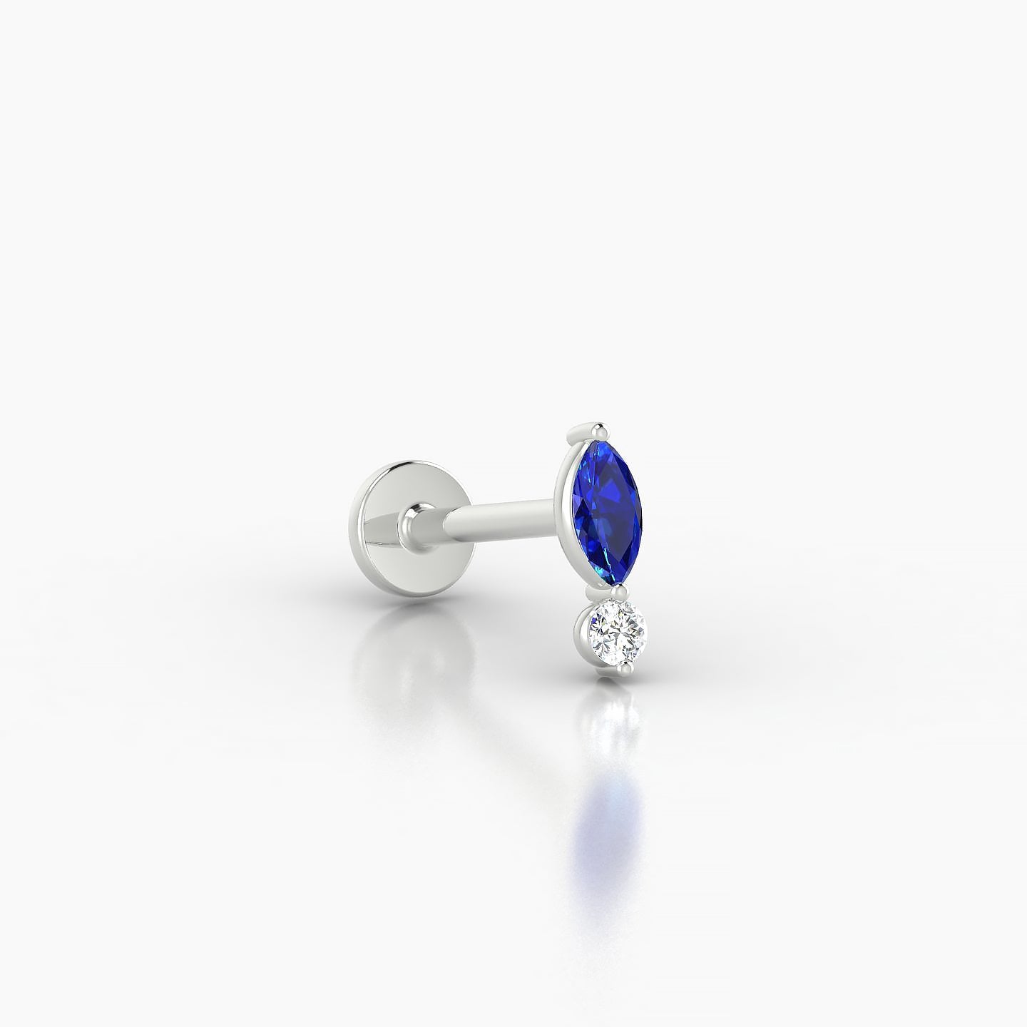 Thea | 18k White Gold 8 mm 7 mm Sapphire & Diamond Nostril Piercing