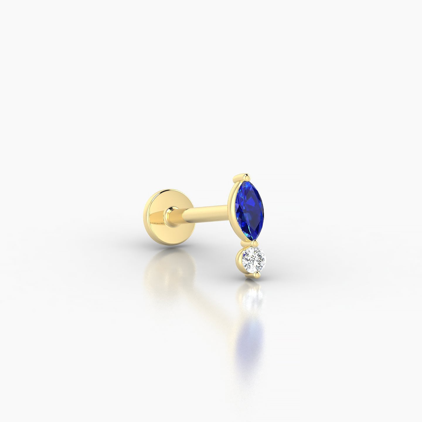 Thea | 18k Yellow Gold 8 mm 7 mm Sapphire & Diamond Nostril Piercing