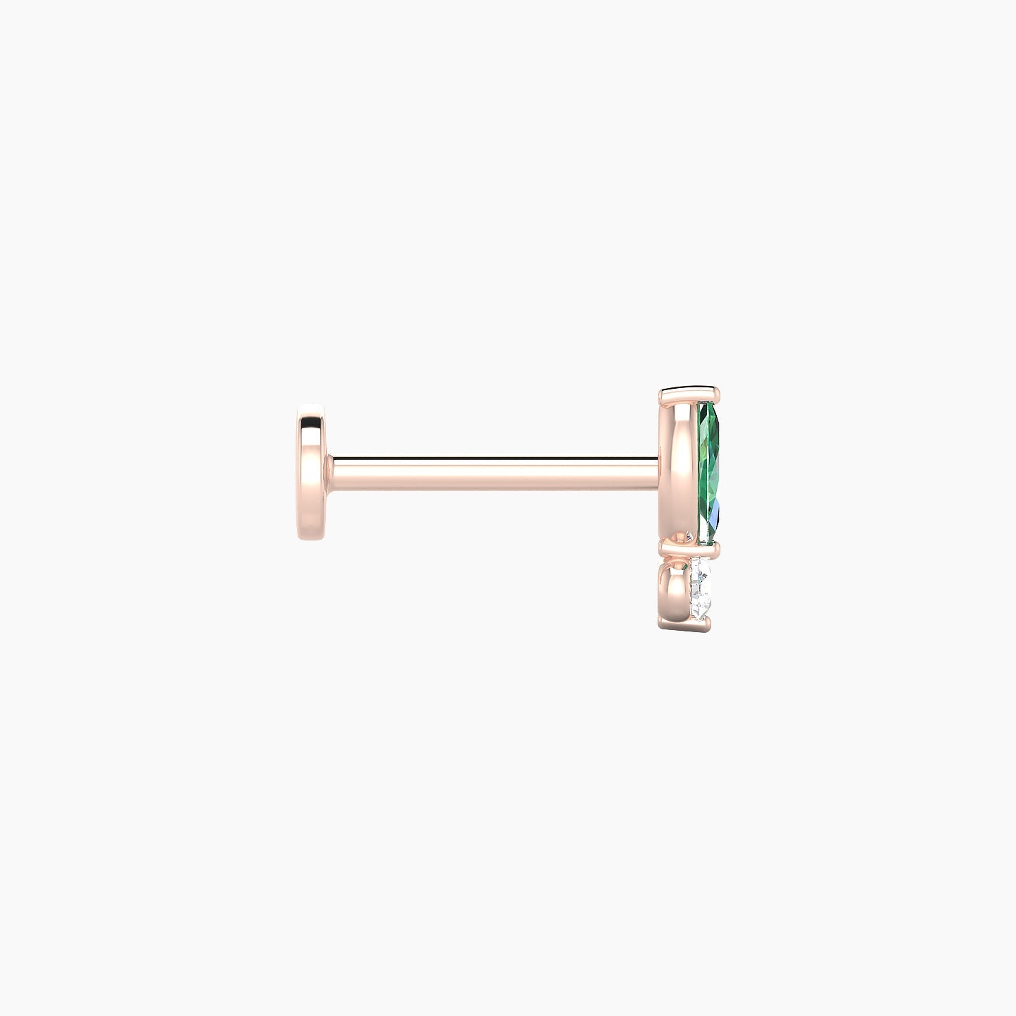 Thea | 18k Rose Gold 8 mm 7 mm Emerald & Diamond Nostril Piercing