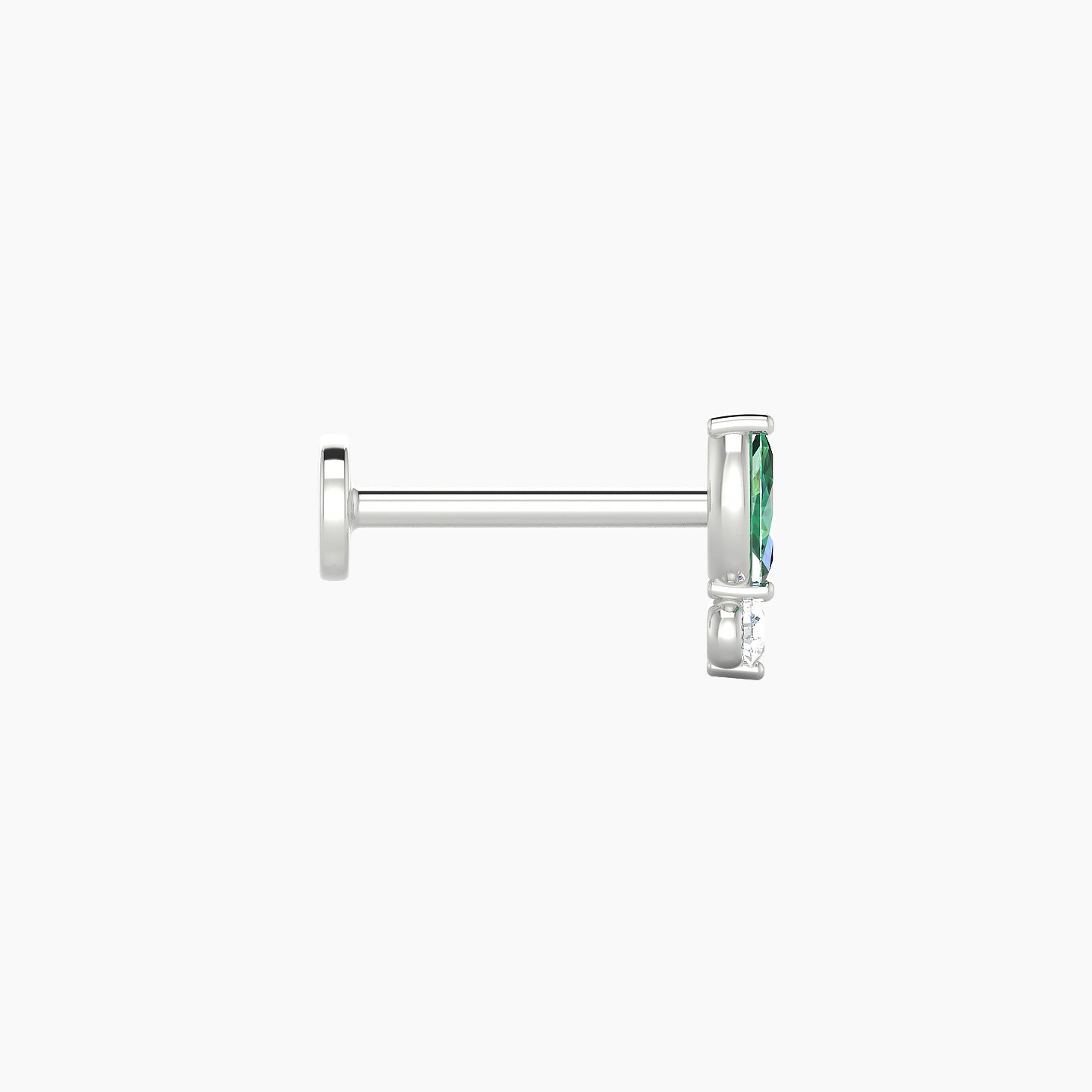 Thea | 18k White Gold 8 mm 7 mm Emerald & Diamond Nostril Piercing