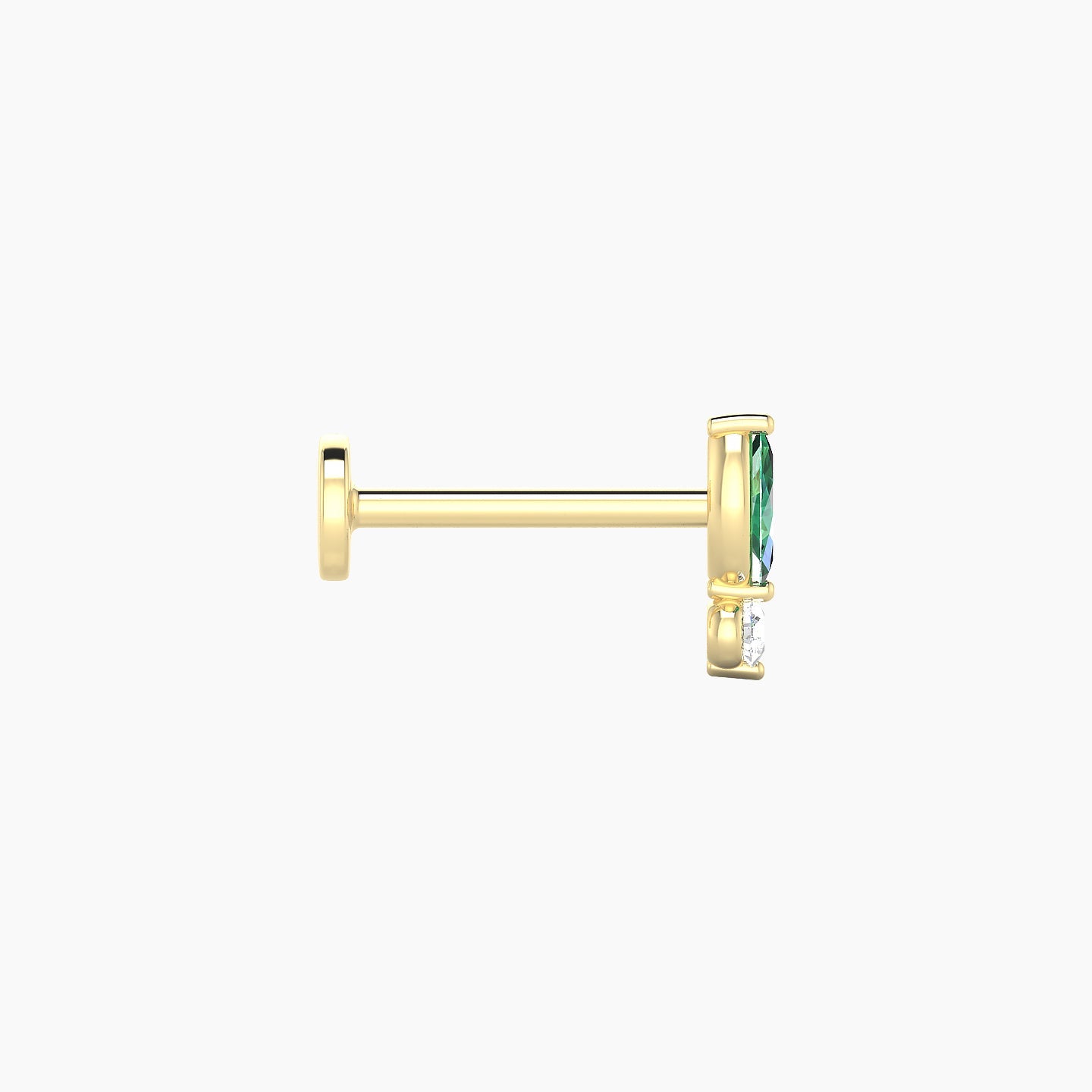 Thea | 18k Yellow Gold 8 mm 7 mm Emerald & Diamond Nostril Piercing