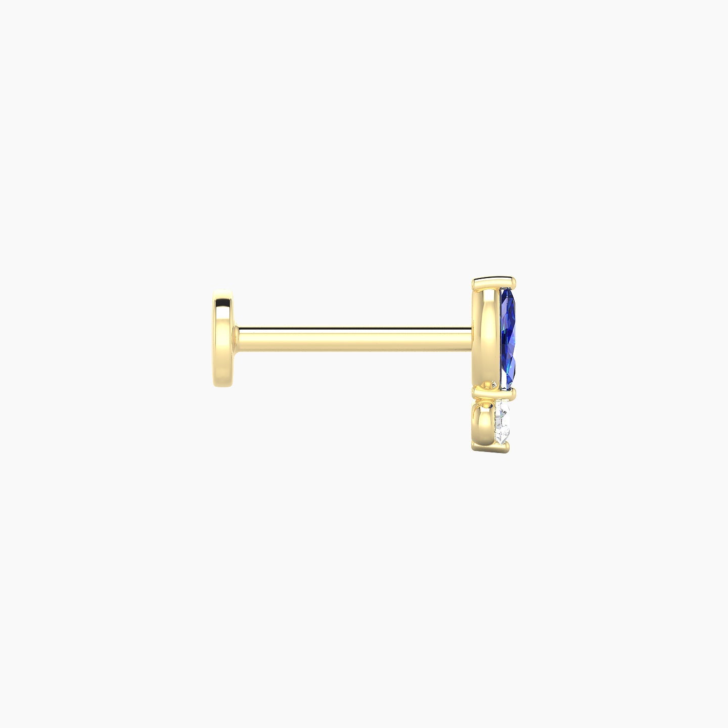 Thea | 18k Yellow Gold 8 mm 7 mm Sapphire & Diamond Nostril Piercing