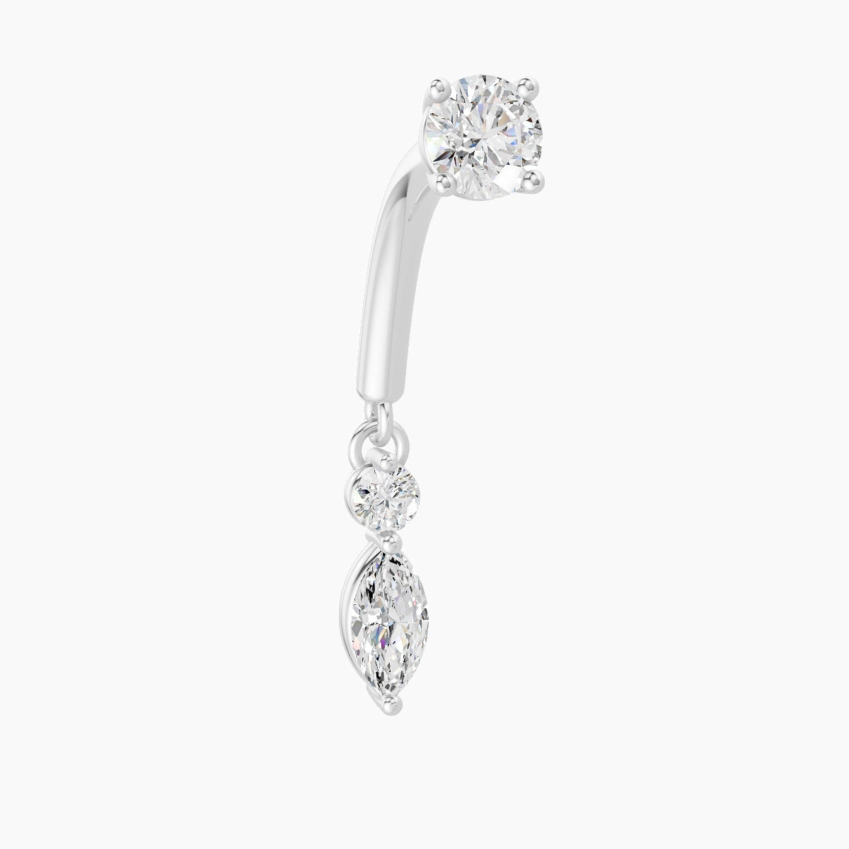 Thea | 18k White Gold 8 mm Diamond Rook Piercing