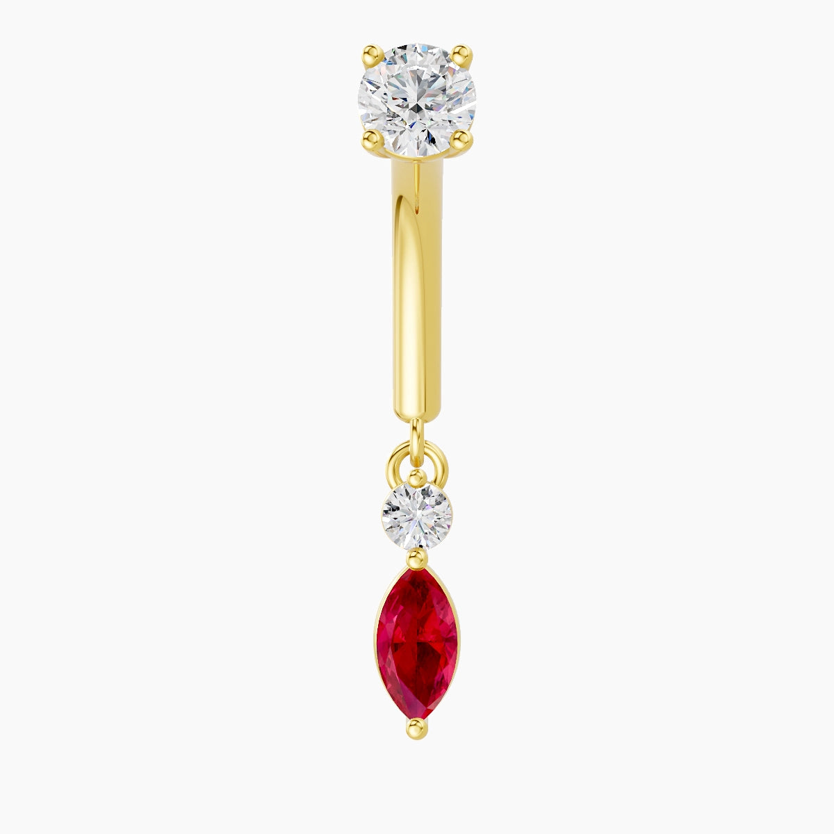 Thea | 18k Yellow Gold 8 mm Ruby & Diamond Rook Piercing