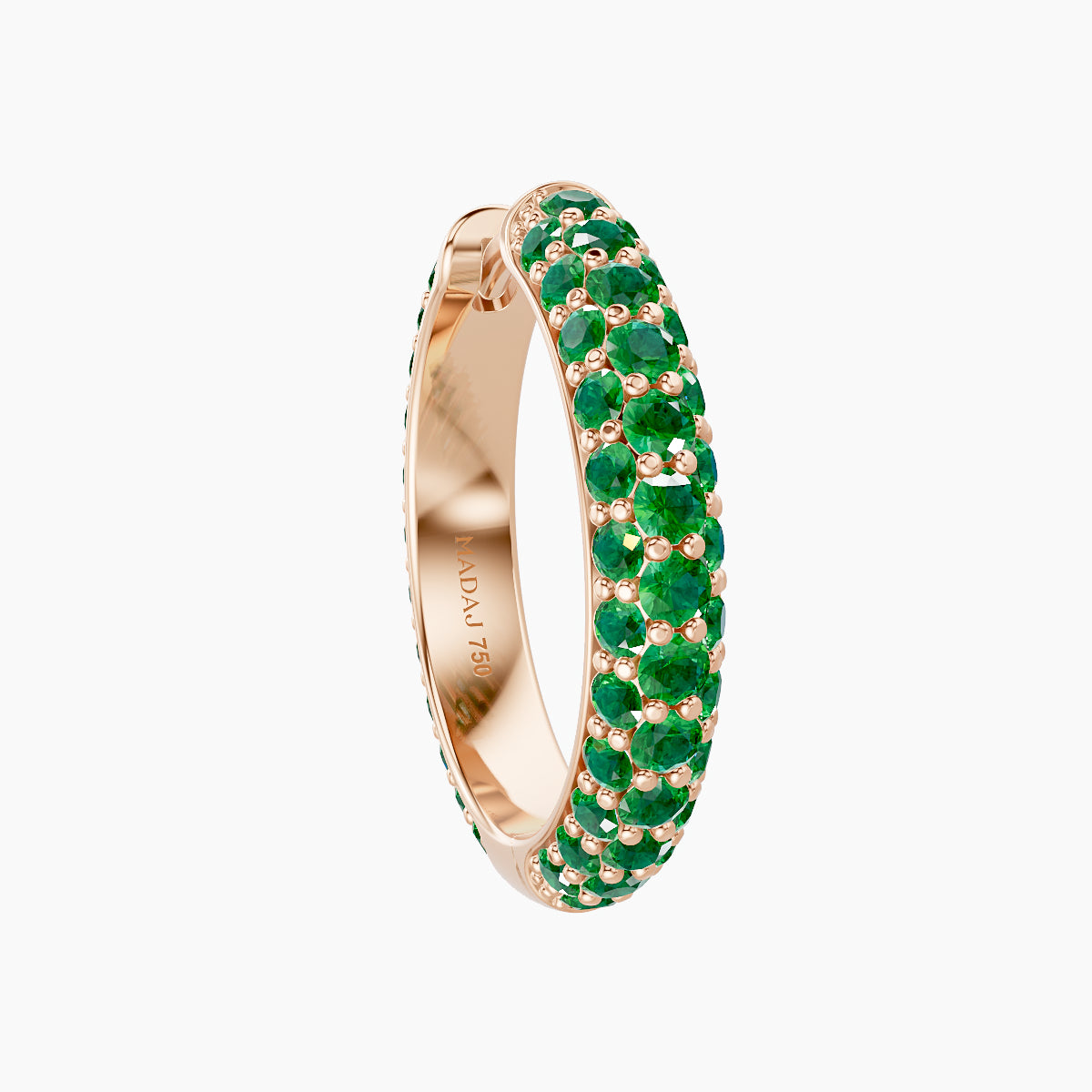 Theia | 18k Rose Gold 11 mm Pave Emerald Hoop Piercing