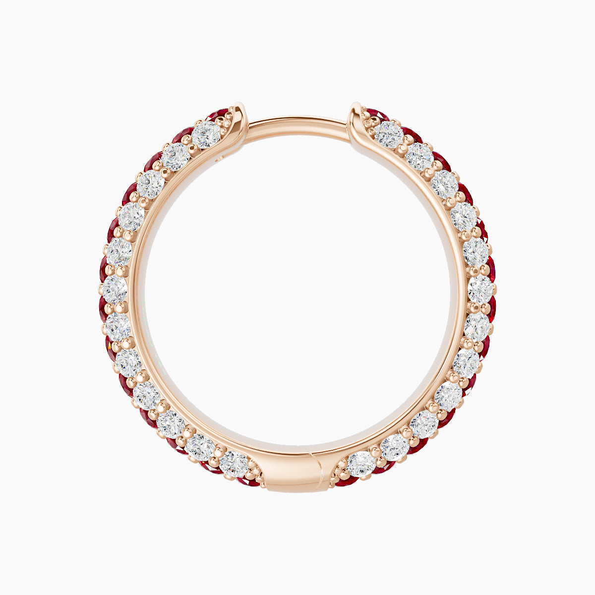 Theia | 18k Rose Gold 11 mm Pave Ruby & Diamond Hoop Piercing
