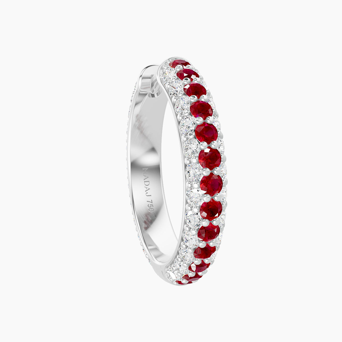 Theia | 18k White Gold 11 mm Pave Ruby & Diamond Hoop Piercing