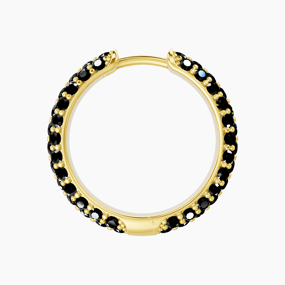 Theia | 18k Yellow Gold 11 mm Pave Black Diamond Hoop Piercing
