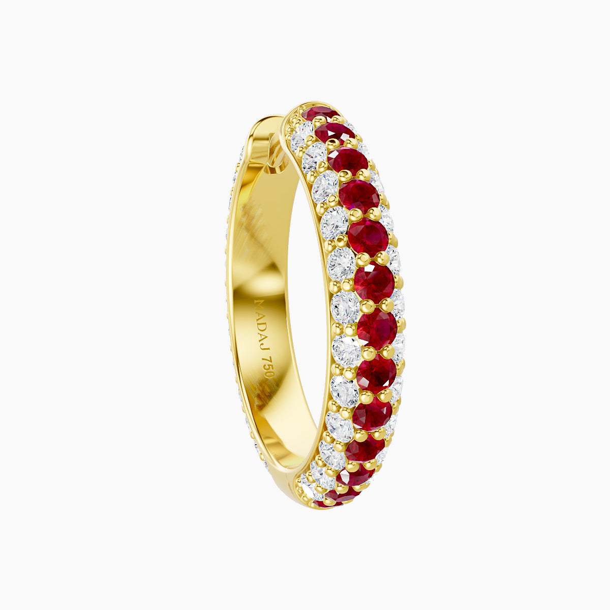 Theia | 18k Yellow Gold 11 mm Pave Ruby & Diamond Hoop Piercing