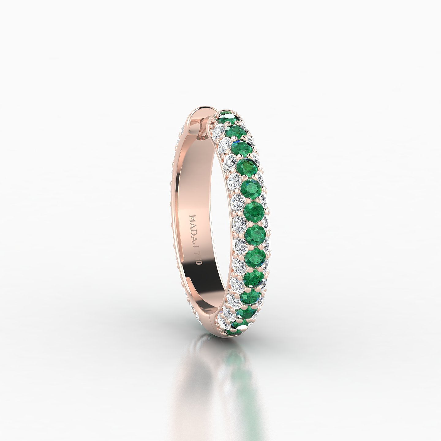 Theia | 18k Rose Gold 11 mm Pave Emerald & Diamond Hoop Piercing