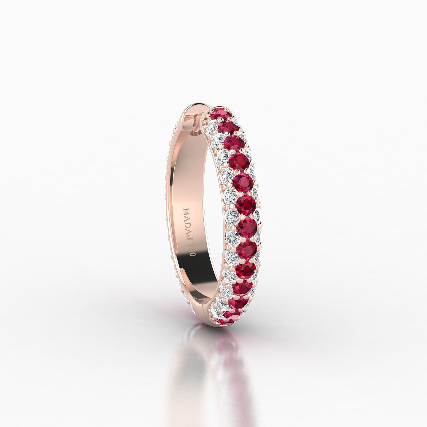 Theia | 18k Rose Gold 11 mm Pave Ruby & Diamond Hoop Piercing