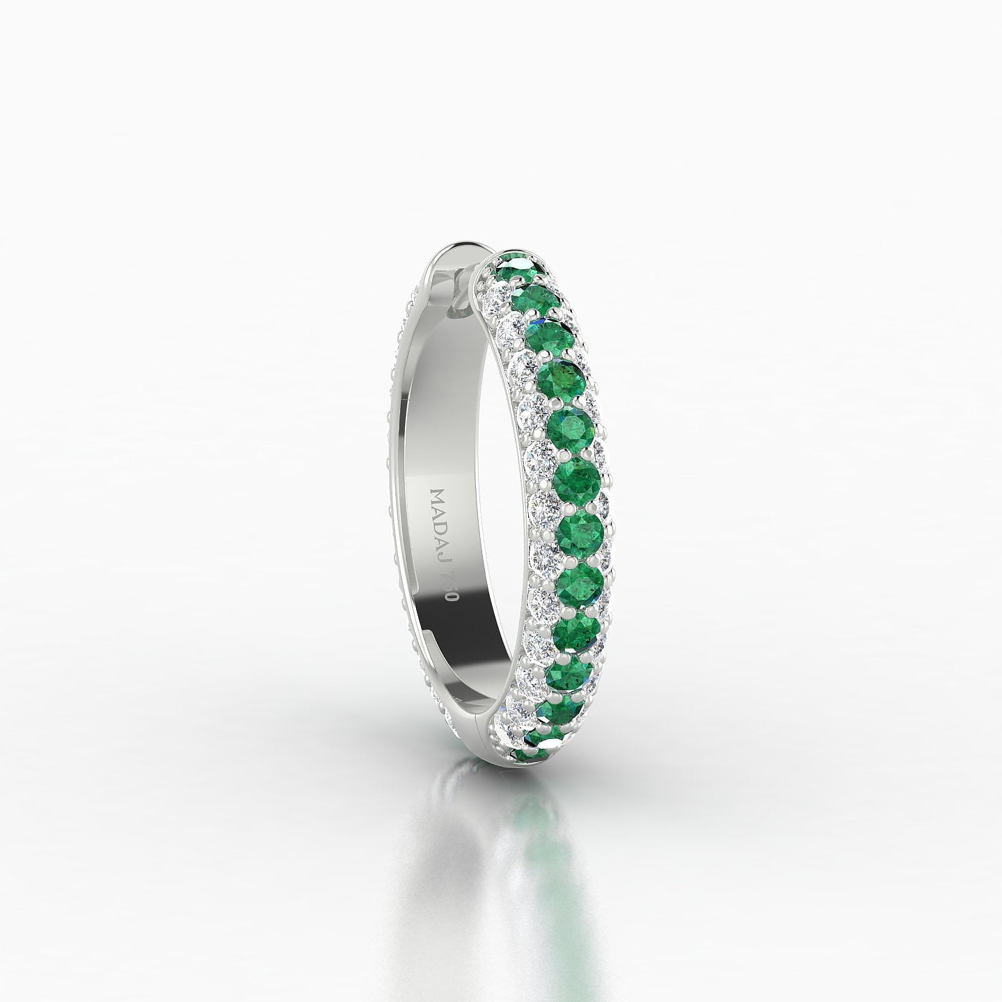 Theia | 18k White Gold 11 mm Pave Emerald & Diamond Hoop Piercing