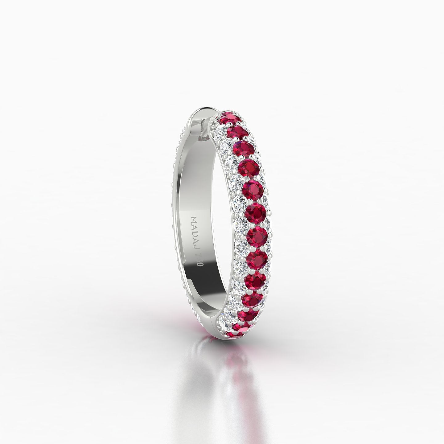 Theia | 18k White Gold 11 mm Pave Ruby & Diamond Hoop Piercing