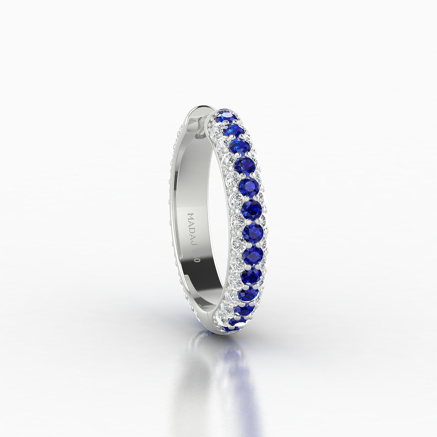 Theia | 18k White Gold 11 mm Pave Sapphire & Diamond Hoop Piercing