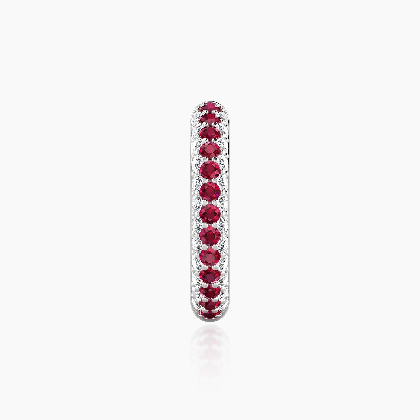 Theia | 18k White Gold 11 mm Pave Ruby & Diamond Hoop Piercing