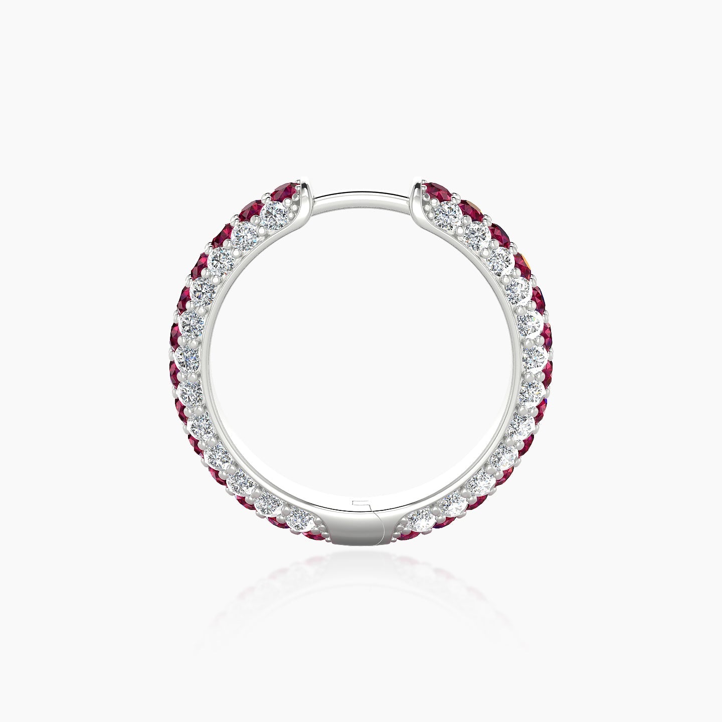 Theia | 18k White Gold 11 mm Pave Ruby & Diamond Hoop Piercing