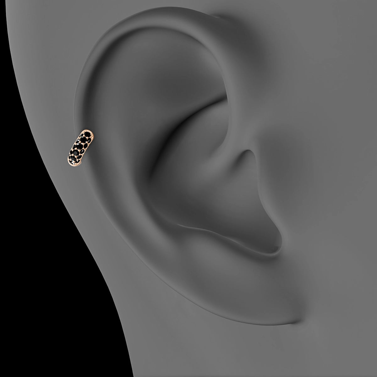 Theia | 18k Rose Gold 5 mm Pave Black Diamond Hoop Piercing